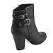 NATURE BREEZE FE17 Women's Dual Buckle Strap Stacked Block Heel Ankle Bootie