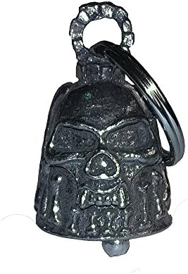 Motorcycle GuardianTM Bell Antiqued Pewter Tone Skull &amp; Bones