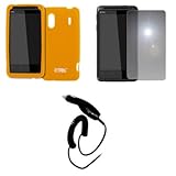 EMPIRE Orange Silicone Skin Case Cover + Mirror Screen Protector + Car Char ....
