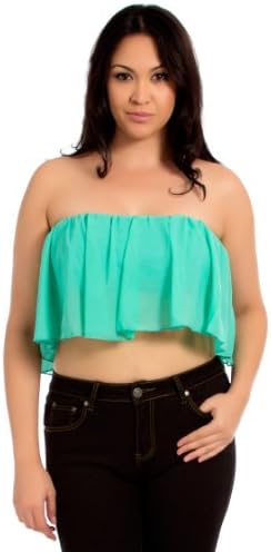 Haute 18 Plus Size Sheer Ruffled Solid Tube Top