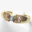 14K Yellow Gold Genuine Cat's Eye Alexandrite and Diamond Ring
