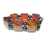 Tibetian Tile Jewelry with dZi Tiles with Longevity Symbol