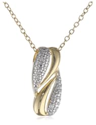 18k Yellow Gold Plated Sterling Silver Two-Tone Twisted Pendant Necklace, 18"