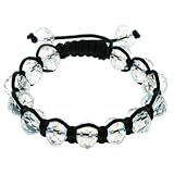 Clear Crystal Macrame Bracelet with Faceted Rondell Beads in 12x9mm - Adjustable Length