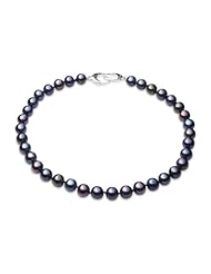 Peacock Black 7" Bracelet & Stud Earrings Set, Round 6mm Freshwater Cultured Pearls 925 Sterling Silver