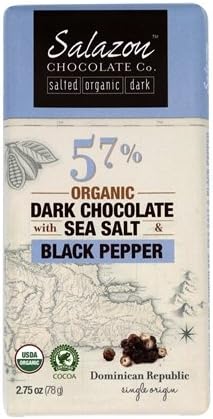 Salazon - Organic Dark Chocolate with Sea Salt &amp; Black Pepper - 2.75 oz.packof 2