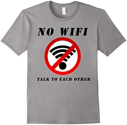Men's NO WIFI Talk To Each Other Funny T-shirt 2XL Slate