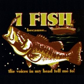 Men's Tank Top : I Fish Because the Voices In My Head Tell Me To - Funny Fishing Largemouth Bass
