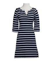 Hot Sale Hatley Women's Stripe Long Sleeve Knit Dress, Navy/White Stripes, Small