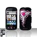 Pink Vine Red Heart Design Black Snap on Hard Cover Protector Faceplate Skin Case for T-Mobile Motorola CLIQ MB200 + Belt Clip + LCD Screen Protector Film Guard + Ship in Cardboard boxx