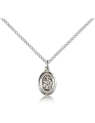 .925 Sterling Silver Saint St. James the Greater Medal Pendant 1/2 x 1/4 Inches Against Arthritis/Spain-9050- Comes with a .925 Sterling Silver Lite Curb Chain Neckace And a Black velvet Box