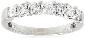 14k White Gold 7-Stone Diamond Ring (3/4 cttw, H-I Color, I1-I2 Clarity), Size 5