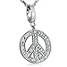 Sterling Silver Diamond Peace Sign Charm Pendant