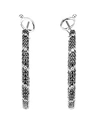 14K White Gold Black and White Diamond Hoop Earrings - 2.00 Ct. -- LIFETIME WARRANTY