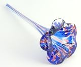 Cobalt Blue and Pink Hand Blown Glass Butterfly/Hummingbird Feeder with Wrought Iron Garden Stake