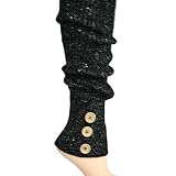 Glittery Black Metallic Knit Slouchy Funky Leg Warmers