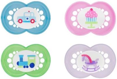 Mam Pearl Silicone Pacifier, 2 Months, Colors May Vary (Pack of 4)