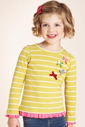 Pure Cotton Long Sleeve Stripe & Bow Top