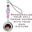 Gioielli Italy Pink Leather PHOTO Sticker ROUND Crystal HEART Cell Phone Charm
