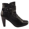 Womens Black Square Toe Ankle Boots