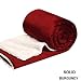 Queen Blanket Sumptuously Soft Plush Faux Fur Burgundy Borrego / Microfiber Reversible Winter Blanke