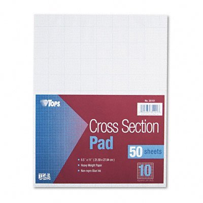 Tops Section Pads with 10 Squares - Quadrille Rule - Letter Size (8.5 x 11) - White - 50 Sheets per Pad (35101)