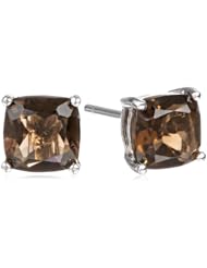 Sterling Silver 6mm Cushion Smoky Quartz Solitaire Earrings