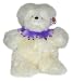 Collectible Light Colored Genuine Alpaca Teddy Bear With Purple Rhinestones Collar. 18 Inches high.