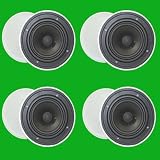 4 Pairs of New 6.5" Install Quick 70 Volt Transformer Commercial Round In Ceiling Speakers 4TSQ670