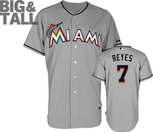 Jose Reyes Jersey: Adult Majestic Big & Tall Road Grey Miami Marlins Cool Baseâ