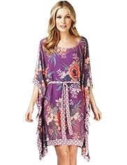 Oriental Contrast Print Belted Cover-Up Kaftan