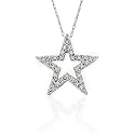 10k White or Yellow Gold Diamond Star Pendant (.15 cttw, J-K Color, I2-I3 Clarity)