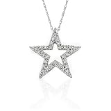 10k White or Yellow Gold Diamond Star Pendant (.15 cttw, J-K Color, I2-I3 Clarity)