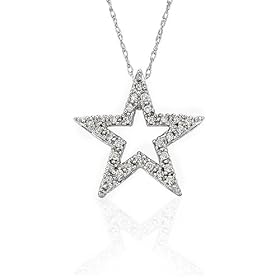 10k White Gold Diamond Star Pendant (.15 cttw, J-K Color, I2-I3 Clarity)