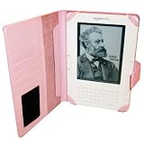 J-Tech Digital Pink Genuine Leather Amazon Kindle 2 (Fits 6" Display, Kindle 2) E-Book Reader Carrying Protective Case Cover