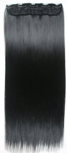 24"(60cm) 110g Straiht Synthetic Hair Clip in Hair Extensions Hairpiece Hair Pieces Accessories (1B)