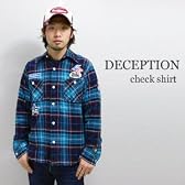 (ディセプション)DECEPTION デコレートチェックネルシャツ M ブルー
