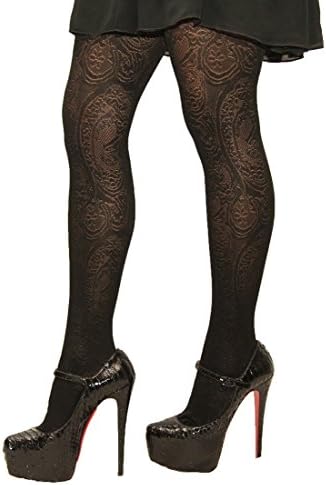 Black patterned printed tights 2 for women by Minx