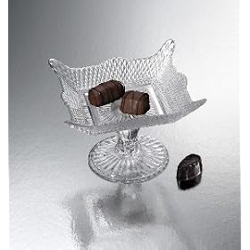 SQUARE FOOTED PLATE - CLEAR CRYSTAL SQUARE PLATE ON FOOT by Jaf Gifts