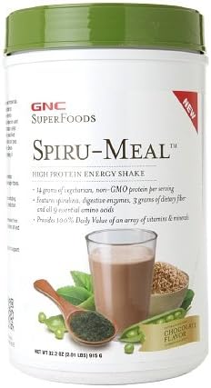 GNC SuperFoods Spiru-Meal High Protein Energy Shake, Chocolate 32.16 oz (Pack of 1)