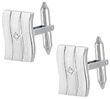 14k White Wavy Design Diamond CuffLink