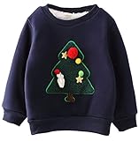 (コ-ランド) Co-land 秋冬物 子供服 女の子 スウェット 長袖シャツ キッズ 裹起毛 トレーナー プルオーバー ガールズ トップス クリスマスツリ—図案 ベビー 可愛い ネイビー 11