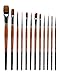 KINGART 1080C Radiant TAKLON Set of 12 Paint Brush Set, Assorted, Gold, Silver, Black, Wood Stain