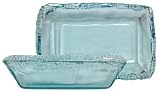 Spanish or Egyptian Recycled Textured Glass Rectangle Orzo Dish 11 1/2"x7 1/2"x 2 3/4"H