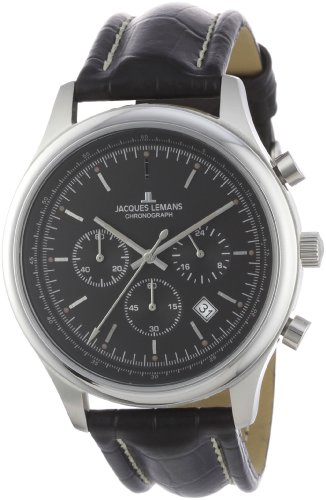 Jacques Lemans Herren-Armbanduhr XL Chronograph Leder 1-1706A