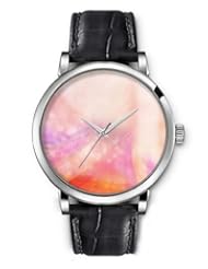 SPRAWL Aanalog Fashion Series Silver Ladies Watches of Genuine Black Leather Strap,Unique Wrist Watch for Women Girls Designed with Pink world