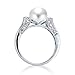 Bling Jewelry Art Deco Style Simulated Pearl Pave CZ Ring Rhodium Plated