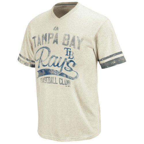 MLB Tampa Bay Rays Short Sleeve V-Neck Tee (Natural Gray Heather/Granite, XX-Large)