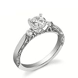 0.75 Carats Diamond Engagement Ring on 14k White Gold Round Cut Antique Style Sale
