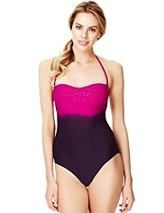 Autograph Tummy Control Dip Dye Studded Bandeau Swimsuit